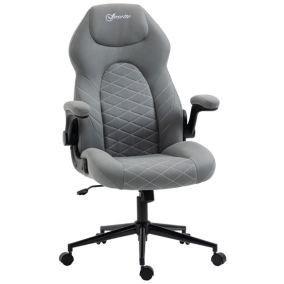 Fauteuil de bureau chaise de bureau ergonomique hauteur réglable pivotant accoudoirs relevables tissu gris clair