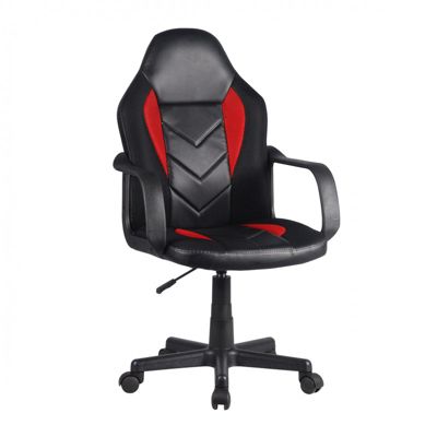 Fauteuil de bureau en simili noir et rouge avec roulettes - MASTER