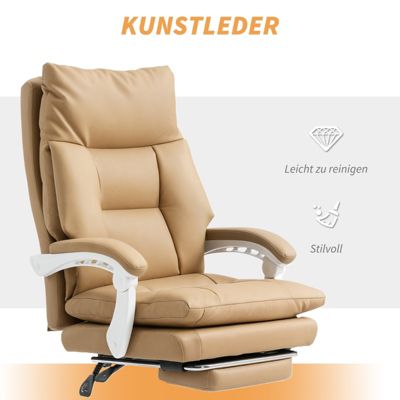 Chairus Chaise Bureau Ergonomique Cuir Synthétique Marron – Pivotante, Hauteur Réglable, Accoudoirs Rembourrés, Style Moderne