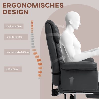 Fauteuil De Bureau Inclinable Avec Repose-pieds - Cuir PU, Dossier Haut, Support Lombaire, Jusqu'à 200 Kg - 10