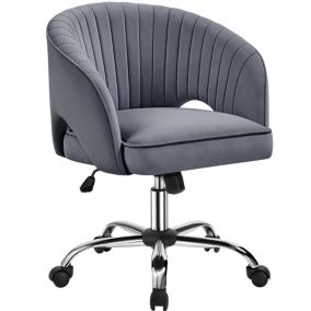 Fauteuil de Bureau Ergonomique en Velours à Roulettes avec Assise Réglable