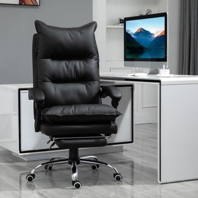 Fauteuil De Bureau Ergonomique Yaheetech Blanc Similicuir, Inclinable, à Roulettes, Neuf En Boîte