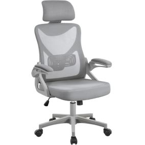 Fauteuil de Bureau Hauteur Réglable Chaise de Bureau Ergonomique Gris Yaheetech