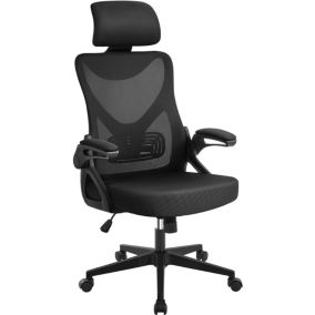 Fauteuil de Bureau Hauteur Réglable Chaise de Bureau Ergonomique Noir Yaheetech