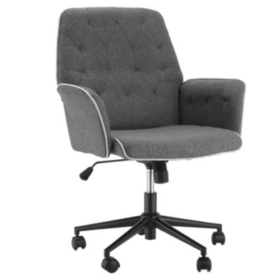 Fauteuil de bureau hauteur réglable roulettes pivotant tissu chanvre gris chiné