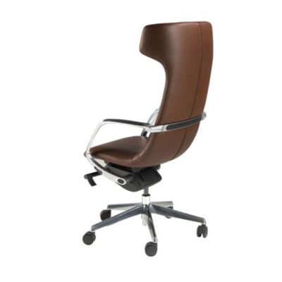 Fauteuil de bureau pivotant en similicuir marron