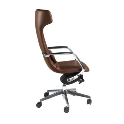 Fauteuil de bureau pivotant en similicuir marron
