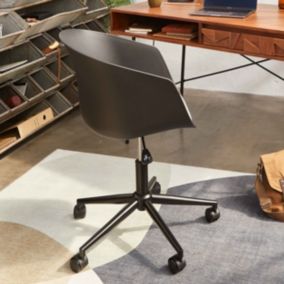 Fauteuil de bureau à roulettes pivotant noir   Oviala