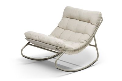 Fauteuil de jardin à bascule avec coussin rembourré beige 78 x 107 x 69 cm, Jardiline Deauville