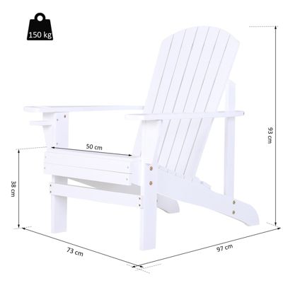 Fauteuil de jardin Adirondack chaise longue inclinable en bois 97L x 73l x 93H cm blanc