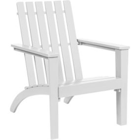 Fauteuil de Jardin Adirondack en Bois Acacia Fauteuil Large avec Dossier Confortable pour Jardin et Terrasse Plage Blanc