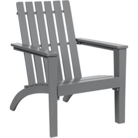 Fauteuil de Jardin Adirondack en Bois Acacia Fauteuil Large avec Dossier Confortable pour Jardin et Terrasse Plage Gris