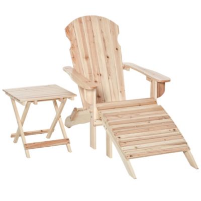 Fauteuil de jardin Adirondack pliable avec repose-pied et table basse bois sapin traité naturel