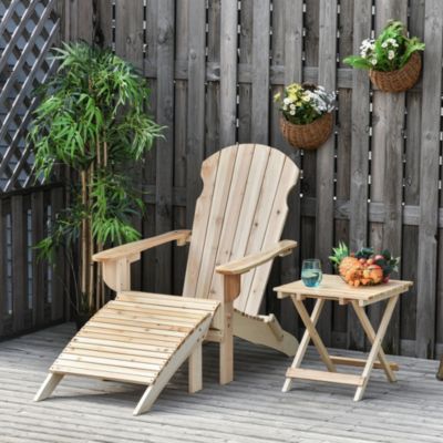 Fauteuil de jardin Adirondack pliable avec repose-pied et table basse bois sapin traité naturel