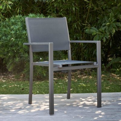 Lot De 2 Fauteuils De Jardin En Aluminium Et Textilène Noir - Oviala