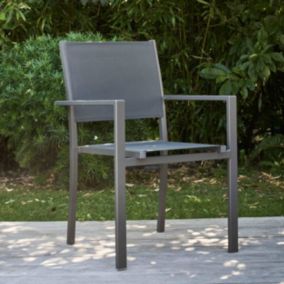 Fauteuil de jardin aluminium et textilène gris  Oviala