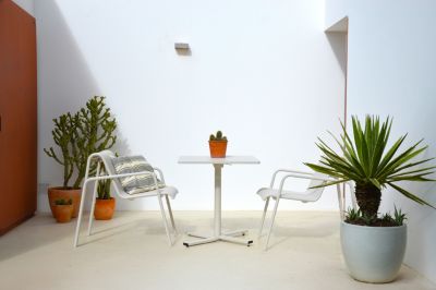 Fauteuil de jardin aluminium et textilène Atlas crème Arcane H.81 cm