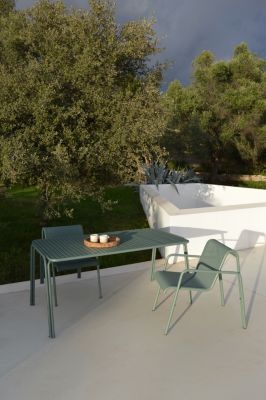 Fauteuil de jardin aluminium et textilène Atlas vert Arcane H.81 cm