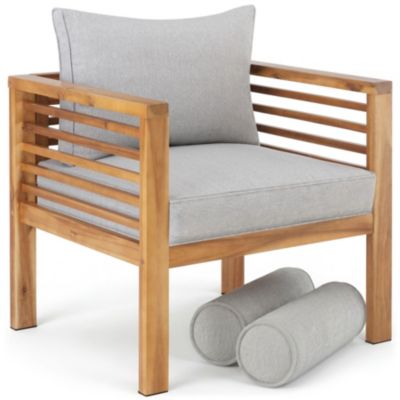 Fauteuil de jardin avec structure en bois lasuré marron