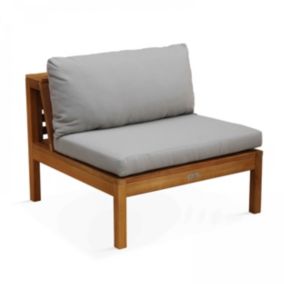 Fauteuil de jardin bas en bois d'eucalyptus taupe  Oviala