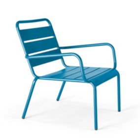 Fauteuil de jardin bas relax acier bleu pacific Palavas  Oviala