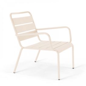 Fauteuil de jardin bas relax acier ivoire Palavas  Oviala