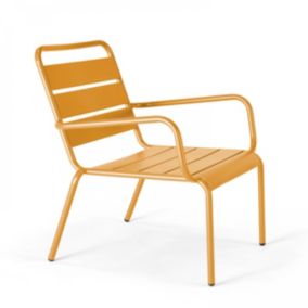 Fauteuil de jardin bas relax acier jaune Palavas  Oviala