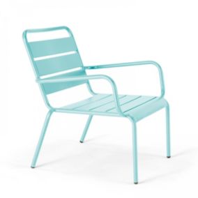 Fauteuil de jardin bas relax acier turquoise Palavas  Oviala