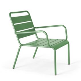 Fauteuil de jardin bas relax acier vert cactus  Palavas  Oviala