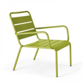 Fauteuil de jardin bas relax acier vert Palavas  Oviala