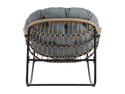 Fauteuil de jardin à bascule en acier - Naturel clair et coussin anthracite - ZAMY de MYLIA