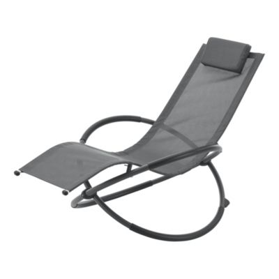 Fauteuil de jardin à bascule Pulsano capacité de charge 150 kg gris foncé en.casa