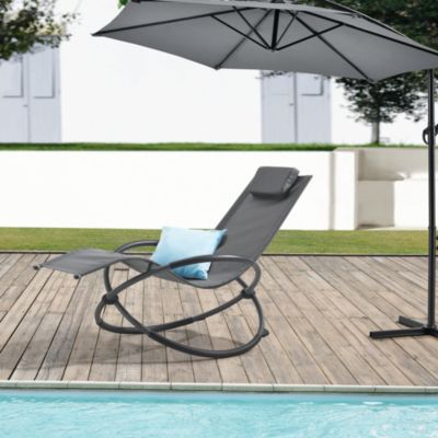 Fauteuil de jardin à bascule Pulsano capacité de charge 150 kg gris foncé en.casa