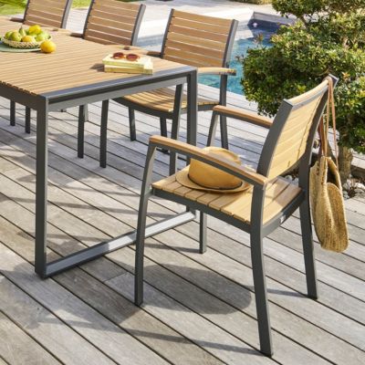 Fauteuil de jardin empilable "Acordia" eucalyptus et graphite - Hespéride