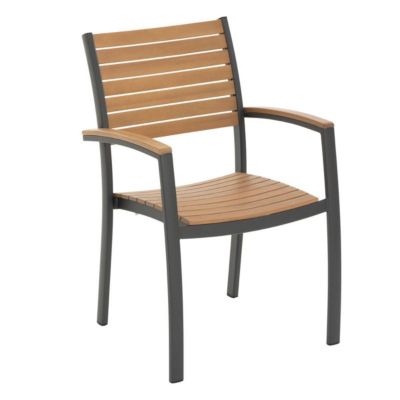 Fauteuil de jardin empilable "Acordia" eucalyptus et graphite - Hespéride
