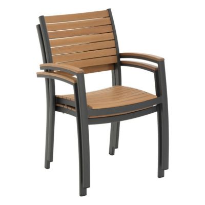 Fauteuil de jardin empilable "Acordia" eucalyptus et graphite - Hespéride