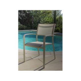 Fauteuil de jardin empilable en aluminium et textilène Milos Ivoire - Jardiline