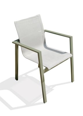 Fauteuil de jardin empilable Miami en alu kaki et textilène gris DCB GARDEN