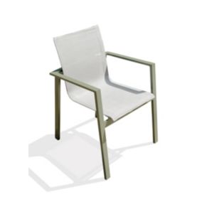 Fauteuil de jardin empilable Miami en alu kaki et textilène gris DCB GARDEN