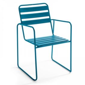 Fauteuil de jardin en acier bleu pacific  Oviala