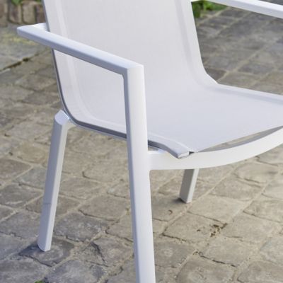 Fauteuil de jardin en aluminium blanc et textilène gris