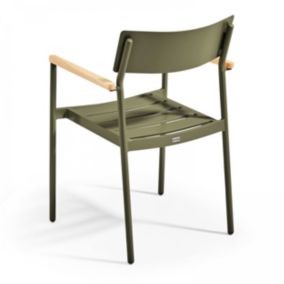 Fauteuil de jardin en aluminium et bois vert kaki