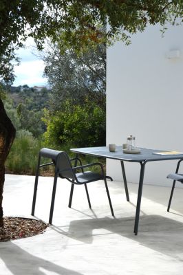 Fauteuil de jardin en aluminium et textilène gris anthracite, H.81 cm, Arcane Atlas