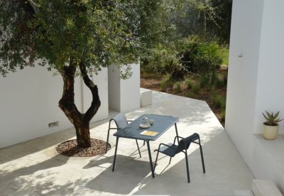 Fauteuil de jardin en aluminium et textilène gris anthracite, H.81 cm, Arcane Atlas
