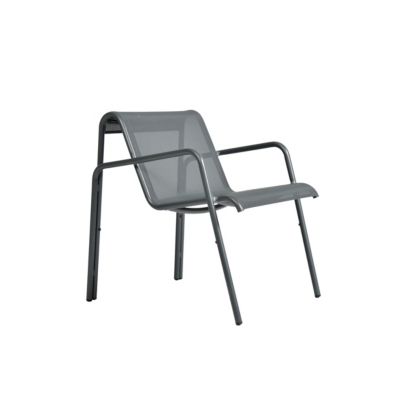 Fauteuil de jardin en aluminium et textilène gris anthracite, H.81 cm, Arcane Atlas