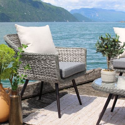 Fauteuil de jardin en aluminium et tressage gris - TESA