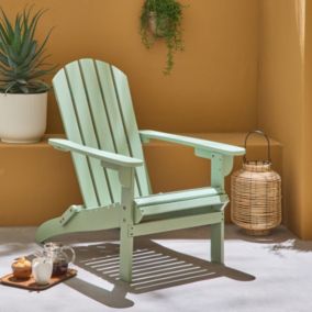 Fauteuil de jardin en bois - Adirondack Salamanca vert de gris- Eucalyptus. chaise de terrasse retro. siège de plage