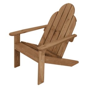 Fauteuil de jardin en bois massif marron Adirondack avec dossier et accoudoirs