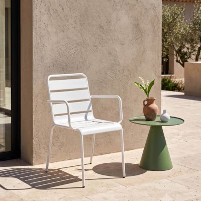 Fauteuil De Jardin Palavas Orange - Design Rétro, Métal Robust, Empilable Et Confortable