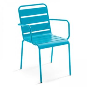 Fauteuil de jardin en métal bleu Palavas  Oviala